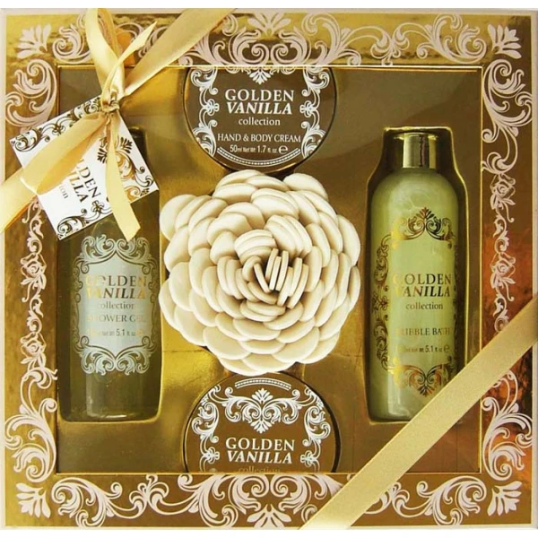 Set cadou SPA auriu cu vanilie aurie Set cadou SPA auriu cu vanilie aurie